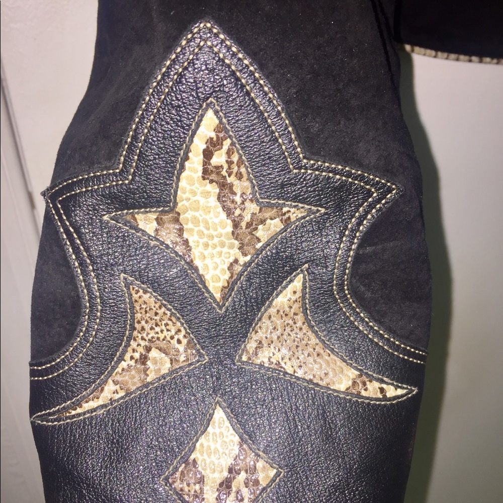 Cripple Creek Leather Jacket with Snakeskin Print - Picture 3 of 7